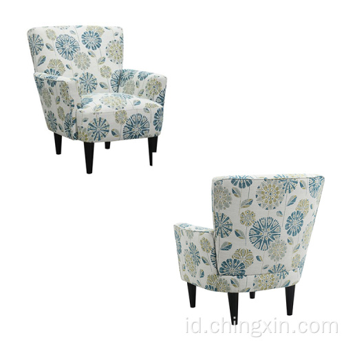 Kursi Lengan Multi Kain Teal Modern dengan Kaki Kayu Solid